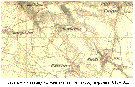 Textové pole:  
Rozběřice a Všestary v 2.vojenském (Františkovo) mapování 1810–1866